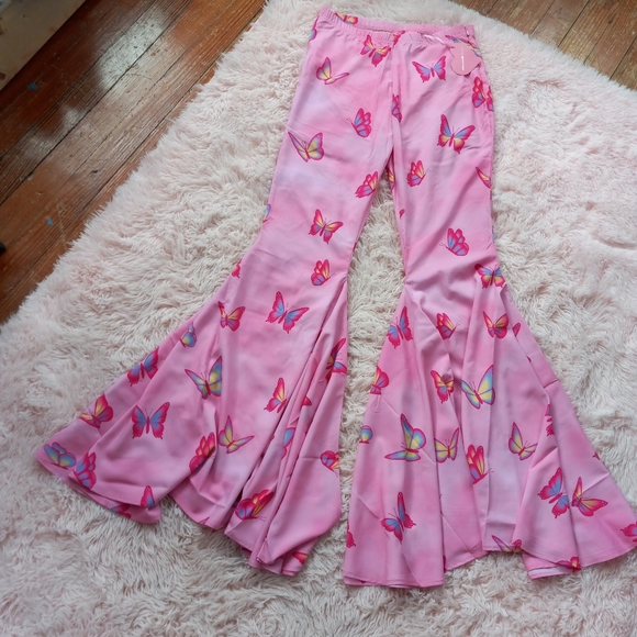 LAST 1! Fit&flare SUPER BELLS! Kawaii slightly sheer dolls kill 🦋  bellbottoms - Picture 2 of 16